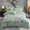 Vintage Shabby Blossom Flowers Grey Duvet Cover 100% Bomull Soft Bedding Set Quilt Cover Bed Sheet Pillowcases Queen King Size T200706