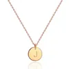 26 Letters Initial Necklace Silver Gold Rose Gold Color Disc Necklace Letter Pendant Necklaces Jewelry Wholesale
