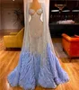 Robe femme Robes de soirée Chérie Manches longues Bleu Sirène Yousef aljasmi Kendal Jenner Ws Kim kardashian