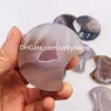 5pcs 50-60mm Agata Geode Geode Forma della luna Guarigione Cristallo Naturale Druzy Quarzo intagliato Douffata Palm Palm Pocket Stone Reiki Chakra Meditazione Meditazione Terapia Deco