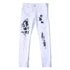 Jeans pour hommes Pantalon imprimé blanc Hommes Mode Poches Denim Pantalon Casual Été Hiver Automne Homme Plus Taille1