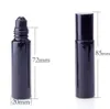 Bouteille de parfum d'huile essentielle de 10 ML rouleau de verre noir sur la bouteille de parfum avec des bouteilles de boule de Jade de mur épais de rouleau de cristal d'obsidienne