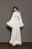 Satijnen bruids slaapkleding vrouwen gewaad jurk op maat gemaakte nachtjurk met fur dames ontwerper pyjama's femme lingerie één stuk 223N