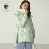 Fansilanen Disoglor Fashion Green Puffer Jacket Женщины Осень Зимняя Врушение Стеганое пальто