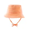 Enfants seau chapeaux bébé filles garçons réversible large bord chapeau de soleil coton crêpe respirant été solide couleurs casquettes de plage