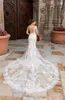 New Fashsion Plus Size Abiti da sposa a sirena Applique in pizzo Lunghezza pavimento Abito da sposa scollo profondo Abiti da sposa Abiti da Noiva