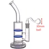 giunto di alta qualità da 18 mm Bong in VETRO Pipa ad acqua Dab Oil Rigs Doppio nido d'ape Perc bicchiere Bong con tubo e ciotola per bruciatore a nafta a sfera da 30 mm