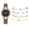 Bransoletka modowa zegarek kobietom 5 szt. Zestaw luksusowy Rose Gold Lady Watches Starry Sky Magnet Buint Watch dla kobiet 201204266V