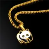 Catene Collare Panda Ciondolo in acciaio inossidabile Colore oro Accessori anime Gioielli animali all'ingrosso Collana con segno cinese Donne P132