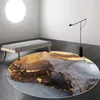 Chinese Style Abstract Landscape Black Carpet Round Coffee Table Rug Living Room Circle Area Rug For Bedrooom Decor Bedside Mat