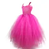 Vestido de tutú con purpurina rosa para niñas, vestido de tul con brillo de ganchillo para niños, vestido de fiesta largo, disfraz de fiesta de cumpleaños para niños, vestido de princesa F6103778