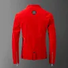 2020 Skull Bonded Leather Red Jackets Men High Street Style с отложным воротником Streetwear Мужские куртки и пальто Casacas Para Hombre LJ201013