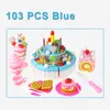 44-103 stücke DIY Obst Schneiden Kuchen Pretend Play Küche Lebensmittel Spielzeug Set Geburtstag Party Spielzeug Rosa Blau Lernspielzeug für Kinder Geschenk LJ201009