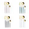 4pcs Ensembles de vaisselle 410 Couvoirs en acier inoxydable Set Scoop Fork Knife Volent Dîner dessert Thé Lactualisation Accessoires de cuisine Gift ZL0259