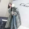 Fitaylor New Women Winter White Duck Down Ladys Hooded Faux Fur Collar Long Warm Thick Female Parka Outwear 201209