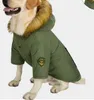 Verde do exército inverno quente grande cão roupas para animais de estimação com capuz velo golden retriever cão algodão acolchoado jaqueta casaco roupas para dog276c