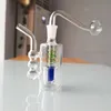 10mm Mini Küçük Cam Nargile Yağ Burner Duman Shisha Diposable Cam Borular Kül Alıcı Bong Percolater Fıskiye Tütün Kase Sigara Boru Yeşil Mavi Renk Toptan
