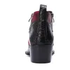 6 cm Wysokość Włoska Moda Mężczyźni Motocykl Boot Red Metal Sukiety Party Sukienka Buty Nightclub Rock Mężczyźni Nit Botki