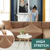 Velvet Plush L Shaped Sofa Cover for Living Room Elastic Furniture Couch Slipcover Chaise Longue Corner Sofa Cover Stretch 210317