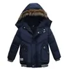 Enfants Down Winter Veste chaude avec fourrure bébé garçon fille solide pardessus à capuche veste d'hiver enfant vêtements manteau LJ201202