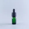 DHGATE 5ml 10nl 15ml 20ml 30ml 50ml 60ml 100ml Vidro verde Garrafas de soro cosmético com tampa de tampa suspensa preta à prova de criança