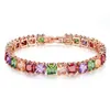 Nieuwe Rose Gold Ladi Zirkoon Charm Tennis Armband Rainbow Tennis Bracelet CZ Tennis Armband