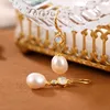 925 Sterling Silber Mondstein Tropfen Charm Ohrring Süßwasser Natürliche Barocke Perle Ohrringe Edlen Schmuck Für Frauen
