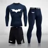 Spor Giyim erkek Sıkıştırma Kuru Tayt Uzun kollu T-shirt Koşu Şort Spor Iç Çamaşırı Yeni Kış Jogging 3-PCE Set Takım 201207