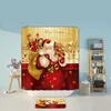 Frohe Weihnachtsbäume Weihnachtsmann Duschvorhänge Badezimmer Vorhang Badeprodukte Badezimmer Dekor mit Haken Wasserdicht LJ201130