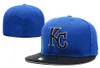 Whole Royals Облегающие шляпы в бейсбольной команде с вышивкой KC Letter Шляпы с плоскими полями Бейсбольные кепки Брендовые спортивные шапки для мужчин3104399