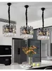 Современные черные лампы черной люстры освещение для столовая роскошная кухонная кухня остров Кристаллическая цепь люстры для украшения дома Cristal Lustres
