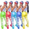 2022 New Womens Tie Dye Pantalon Casual Pantalon évasé plissé Dames Leggings imprimés Pantalons de survêtement Stacked Joggers Designer Pantalon taille haute