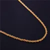 HIP-HOP-stijl Hoge kwaliteit 18K Vergulde 4 mm Twisted Copper Chains Ketting