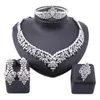 Afrikansk kristall smyckesset Mode indiska smyckesset Bröllopsfest Elegant kvinnor Halsband Armband Örhängen Ring