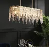 Lustre en cristal nordique lustre de restaurant rectangulaire simple salle à manger moderne lampes en verre créatives de luxe