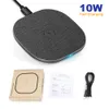 10W Qi Leather Leather Charger for iPhone 12 11 Pro XS Max X XR Fast Wireless Charging Pad for Samsung