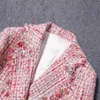 Veste en tweed rose perles manteau dans la longue section automne / hiver manteau pour femme pull costume dames dames manteau socialite 201030
