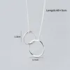 Trustdavis 100% 925 Sterling Silver Double Creux Rond Pendentif Court 42cm Collier Pour Femmes Argent 925 Bijoux En Gros DS531 Q0531