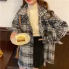 Bella 2020 Spring Women Mid Long Plaid Elegant ullrockar Lady Loose Streetwear Kvinnliga vinter tjocka varma rockar LJ201106