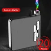 20/10 sztuk Pojemność Automatyczna skrzynka na papierosowa skrzynka z USB Dual Arc Lighter Wodoodporna wiatroszczelna uchwyt na papierosy lżejsze gadżety dla mężczyzn