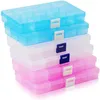 Caixa de organizador de jóias de plástico Caixa de exibição transparente 15 grades Caixas de armazenamento de plástico Beads Brinco Recipiente de Jóias