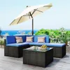 GO 5-Piece Patio Rattan PE Wicker Furniture Corner Sofa Set Sectional Sofa Chair Seating US stock a50 a38 a11