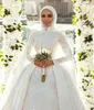 2021 Nya muslimska bröllopsklänningar spetsar paljett långärmad vintage brudklänningar med hijab plus storlek elegant vestido de novia2345027
