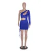 Großhandel Artikel Mini Y2k Kleider für Frauen Fashion Solid One Shoulder Party Club Tragen Sexy Bodycon Aushöhlen Kleidung K8647