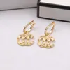 18K Plaqué Or 925 Argent Marque De Luxe Designers Double Lettres Stud Crochet D'oreille Géométrique Femmes Célèbres Rond Cristal Strass Perle Boucle D'oreille De Noce Jewerlry