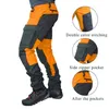 Män Den nya färgen matchande byxor Slim Fashion Mäns Zipper Multi-Pocket Long Cargo Pant Work Casual Locomotive Car Suit Byxor