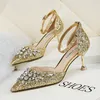 Blingbling Sequin Bridal Trouwschoenen 2021 Celebrity Gala Formele Draagschoenen Hoge Hakken 6.5cm Goud Rood Zilver Rose-Gold Black Prom Schoenen