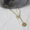 Catene Appannamento Acciaio Inossidabile 316 Placcatura in Oro 14k Doppi Strati Clip di Carta Catena Retro Ritratto Collane di Monete per Le Donne283c