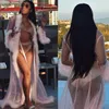 Mode-Sexy femmes vêtements de nuit Lingerie dentelle Perspective longue Robe à manches longues peignoir en mousseline de soie vêtements de nuit Babydoll fourrure Robe Robe