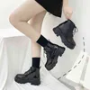 Rock Schuhe Frau Stiefel Mid-Calf Booties Frauen Luxus Designer Stiefel-frauen Low Heels booties Runde Kappe Kurze mitte 2021 Y1209